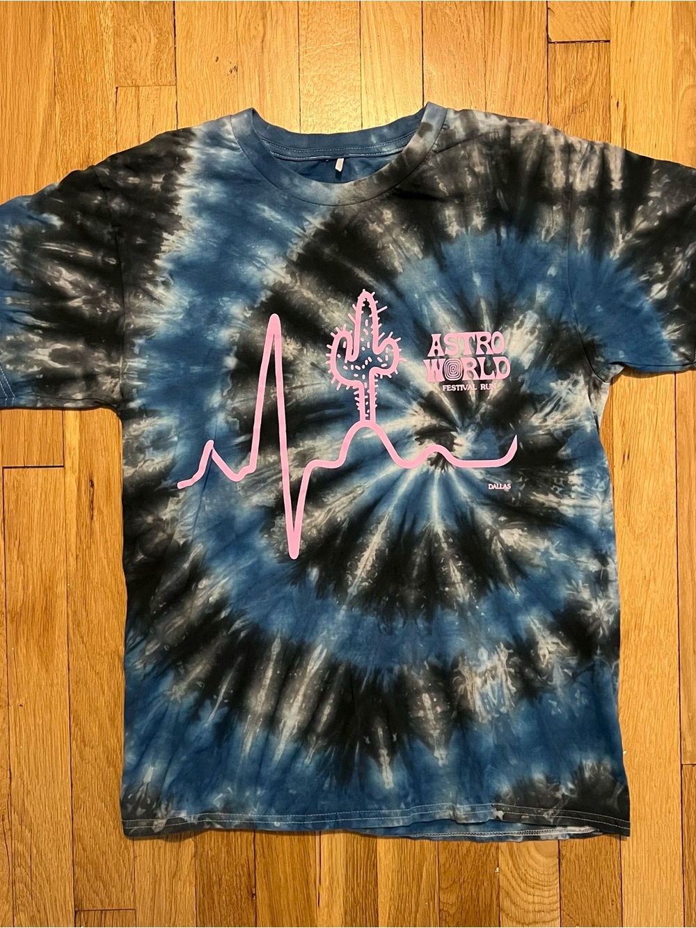 Astroworld Festival Run Dallas Travis Scott Medium Black Blue Tie Dye T Shirt